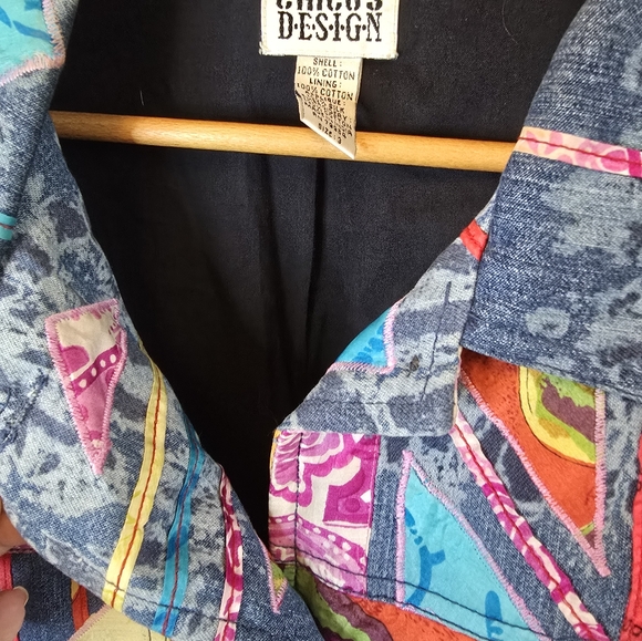 Chico's Colorful Jacket, Mixed Media Jaxket, Womens Vintage Jacket - Picture 2 of 6